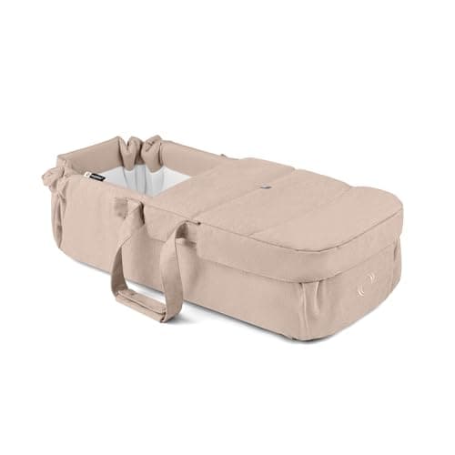 Image of Bugaboo Baby Nest, Portable 2‑in‑1 Bassinet & Footmuff with Carry Straps, Unfolds into Cotton Mattress & Playmat, Compatible Strollers, Lie‑Flat Pod for Babies from Birth – Desert Taupe