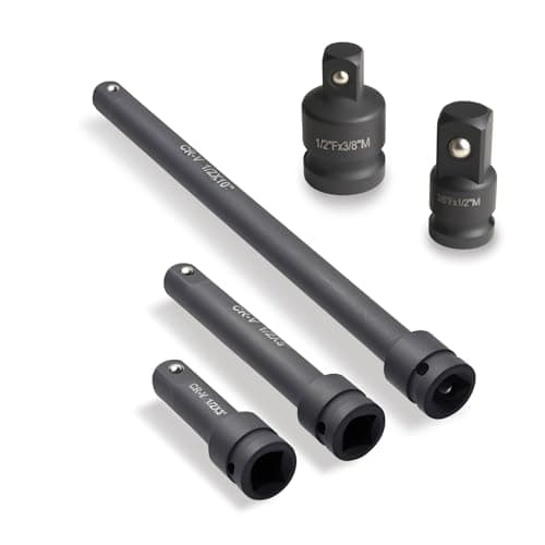 Image of 1/2” Impact Socket Extension Bar Tazozo 5pcs 1/2” Drive Extension Bar Set CR-V Steel Tool Accessory with Socket Adapter Wrench Extender for Manual Pneumatic Torque Wrench