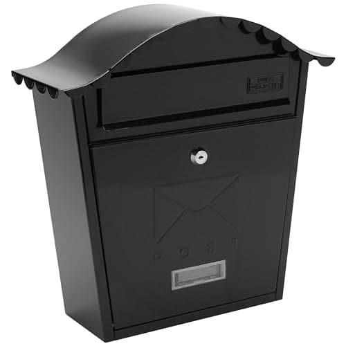 Image of Burg-Wachter MB01BK Black Classic Wall Mounted Galvanised Steel Lockable Weatherproof Post Box - 36x37x13cm