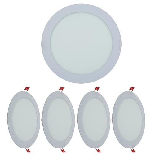 Image of TEKLED LED Round Recessed Ceiling Light | Flat Panel Ultra Slim 220mm Downlight | 18W 1800LM 4000K Cool White | for Home Kitchen Office Shop Industrial Use | 4-Pack [Energy Class F]