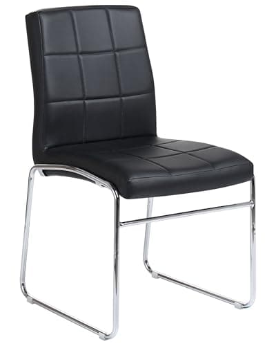 Image of Beliani Set of 2 Conference Chairs Black, Silver Faux Leather With Backrest, Kiron