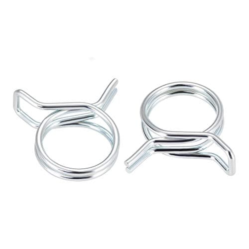 Image of uxcell Double Wire Spring Hose Clamp 16mm Inner Dia Fit 16.0-17.0mm OD Hose Fuel Line Silicone Tube Spring Clips Zinc Plated 10Pcs