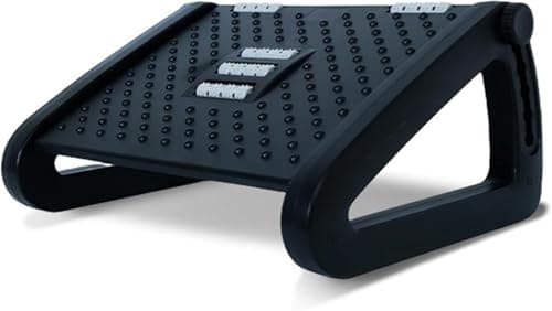 Image of Hmseng Foot Rest Under Desk, Adjustable Height/Angle Ergonomic Foot Stool with Large Roller Massager Function, for Improved Posture/Pressure Relief/Straightening The Hunchback, Home, Office-D -Black