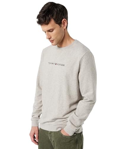 Image of Tommy Hilfiger Men’s Round Neck Sweatshirt, Beige (Heathered Pebble), S