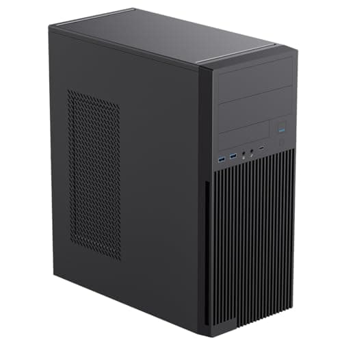 Image of Enterprise Mid ATX Business PC Case, For Schools/Offices Midi Tower Case With USB 3.0 And USB-C Ports, 500W PSU Fitted, Black