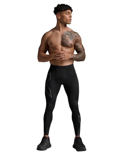 Image of 2XU Men's Light Speed Compression Tights, Black/Black Reflective, M UK