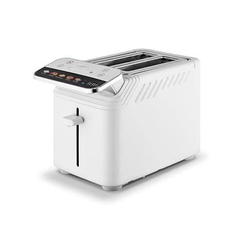 Image of Tower T20096WHT Cavaletto Mirage 2 Slice Toaster with Digital Control Panel, 5 Pre-Set Toasting Options, Countdown Timer, Memory Function, 925W, White with Chrome Trim