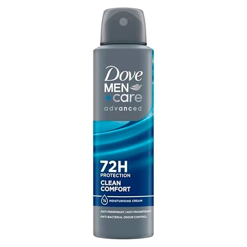 Image of Dove Men+Care Advanced Clean Comfort Anti-Perspirant Aerosol Deodorant Spray with Anti-Odour technology & ¼ moisturising cream for 72 hour protection against sweat and odour 6x 150 ml