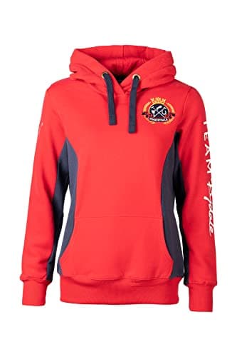 Image of Rydale Ladies Hoodie Women's Hoodie Overhead Sweatshirt 100% Cotton Equestrian Jumper Team 3 Colours (Red/Navy, 16)