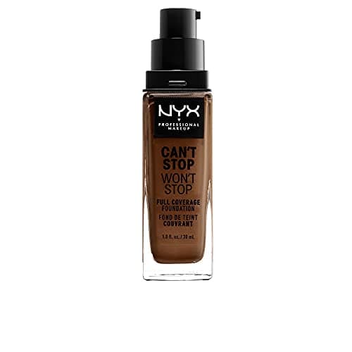 Image of NYX Professional Makeup 24 Hour Full Coverage Lightweight Foundation, Can't Stop Won't Stop, Long Lasting, Waterproof, Vegan Formula, Matte Finish, Shade: Cocoa
