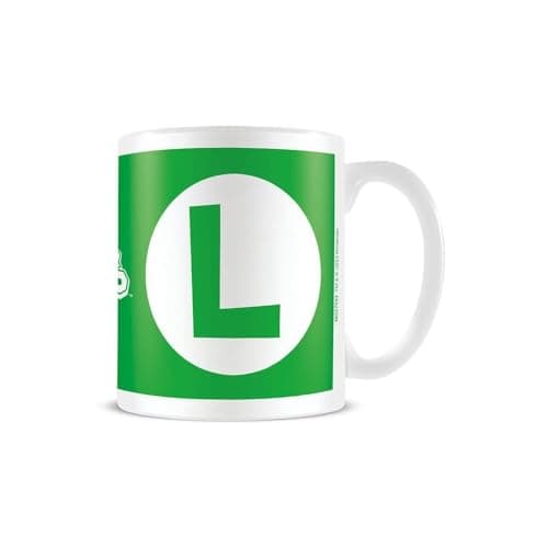 Image of Super Mario Luigi Initial Mug (One Size) (Green/White)