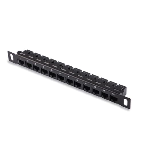 Image of GeeekPi 12 Port Patch Panel, 0.5U CAT6 Network Patch Panel for DeskPi RackMate T1/T0/T2 Rackmount and 10 Inch Server Rack/Network Cabinet