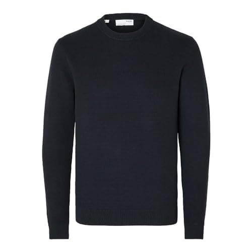 Image of SELECTED HOMME Mens Slhdane Ls Structure Crew Neck Noos Knitted Jumper, Sky Captain, M UK
