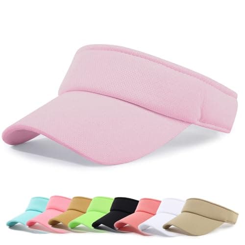 Image of Wioklwe Sun Visor Cap - Women Ponytail Baseball Cap Adjustable Sport Outdoor Plain Visor Cap Golf Tennis Hats for Women Men (UK, Alpha, One Size, Pink)