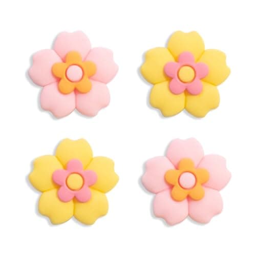 Image of PERFECTSIGHT Switch Thumb Grips Caps, Cute Joystick Caps for Nintendo Switch Lite/Switch OLED, 4 PCS Thumbstick Cover, Analog Stick Button Cover for NS Joycon Controller (Pink+Yellow Sakura)