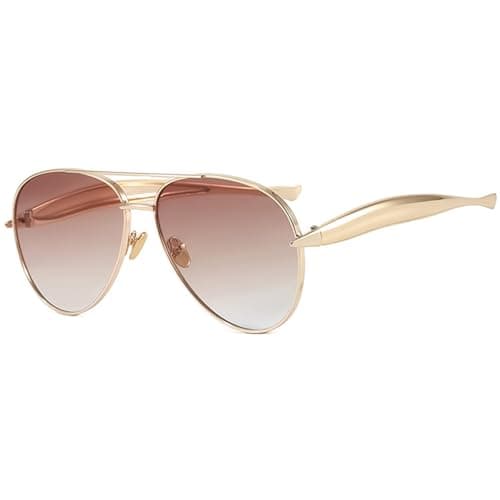 Image of CIKJUK Oversized Pilot Sunglasses Womens Mens with Gold Streamline Metal Frame Retro Ladies Sun Glasses Trendy Shades for UV400 Protection-Gold Frame/Gradient Brown Lens