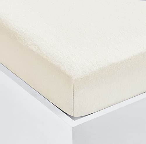Image of Home Living Super Soft Terry Towelling Stretch Fitted Sheet Mattress Protection Cover Fully Elasticated Extra Deep Breathable All Seasons (Cream, Double)