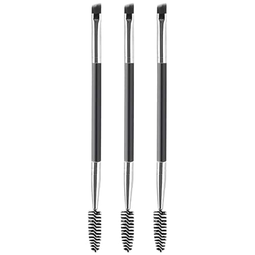 Image of WOLMIK Duo Eye brow Brush - 3 PCS Angled Eyebrow Brush and Spoolie Brush, Eyelash Comb Eyebrow Brush Tool, 2 in 1 Mini Eyelash Brush for Eye Shadow Eyebrow Eyelash Tinting Angled Eyebrow