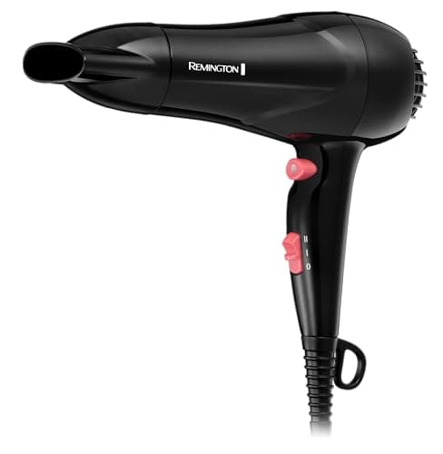 Image of Remington Fast Dry Hair Dryer [Powerful 1900W Performance] (Ionic & Ceramic Technology, Cool Shot, Lightweight & Compact Design) Black/Pink D2000