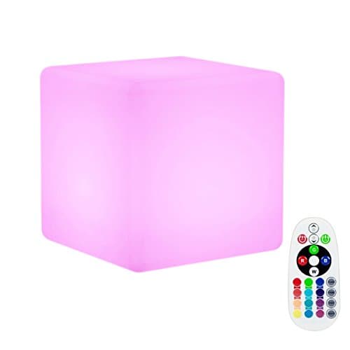 Image of LED Cube Floating Light,KINGCOO Waterproof Rechargeable Glow LED Colors Changing Decorative Mood Light Night Lighting Bedroom Lamp with Remote Control (20CM/7.9'')