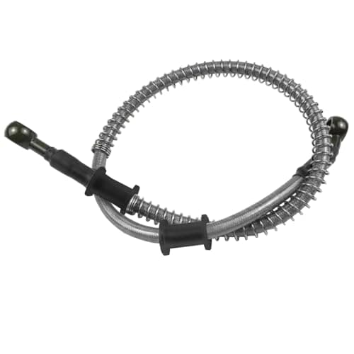 Image of MOCNT Silver 70cm Motorcycle Brake Oil Hose 28 Degree Motorcycle Reinforced Hydraulic Brake Oil Hose Stainless Steel Braided Brake Clutch Oil Hose Line Pipe with Spring