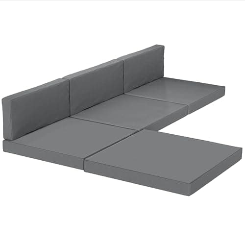 Image of Outsunny 7-Piece Patio Furniture Cushions, 60x60 cm Water-Repellent Outdoor Loveseat Cushion with Backrest, Removable Covers for Rattan Furniture, Dark Grey