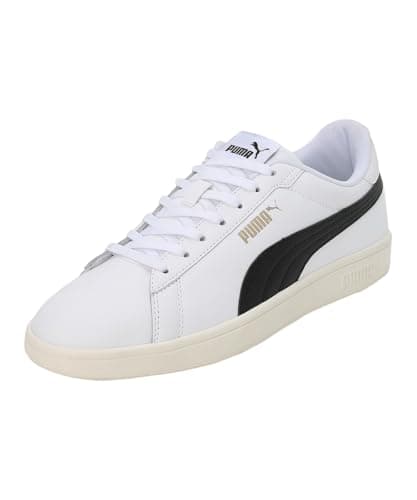 Image of Puma Unisex Adults Puma Smash 3.0 L Sneakers, Puma White-Puma Black-Puma Gold-Frosted Ivory, 9 UK