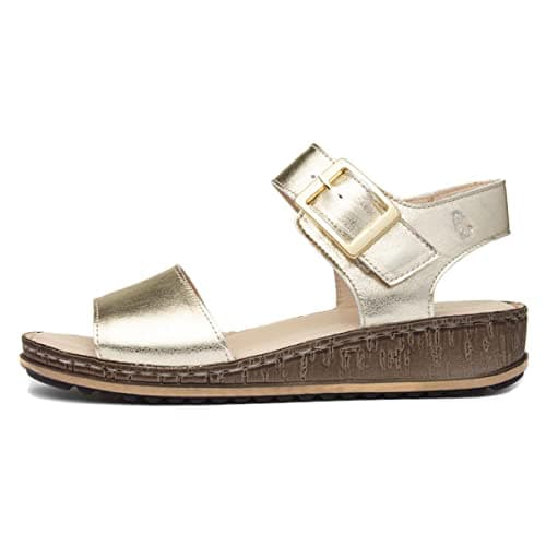 Image of Hush Puppies Ladies Ellie Sandal, Gold, 5