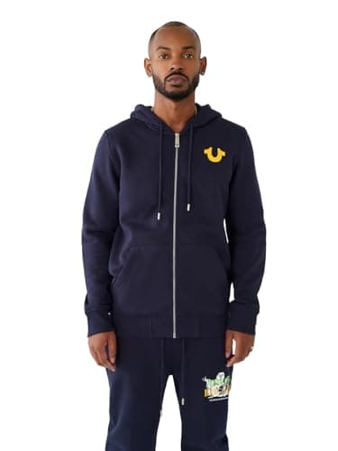 Image of True Religion Men's Big T Zip Up Hoodie, Victoria Blue, S