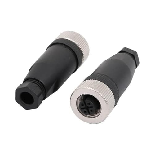 Image of Elecbee 2PCS M12 5-Pin Connector Plug, 12 mm Sensor Cable Connector A-Code Thread Lock M12 Aviation Industrial Round Connector IP67 Waterproof Unshielded Field Installable Cable Connector (Female)