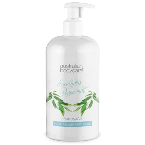 Image of Australian Bodycare Skin Wash Professional 500 ml | Tea Tree Oil + Eucalyptus Body Wash for the Skin | Relieves Spots and Pimples, Acne, Body Odor & smelly feet | Effective after shaving and waxing