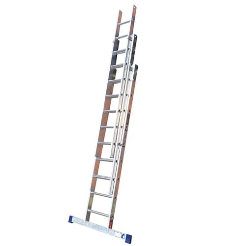 Image of TB Davies TRADE Triple Extension Ladder, 2.5 Meter / 8.20 Feet, Extends To 5.5 Meters / 18.04 Feet, Comfort D-Shaped Rungs, 3-Year Warranty, EN131 Professional