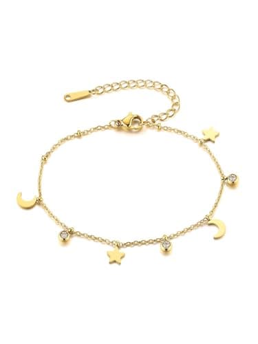 Image of AllerPierce 18K Gold Plated Bracelet for Women, Women’s Trendy Dainty Stackable Moon Star Bracelet Adjustable Link Chain Bracelets Anklet Gold Jewellery Gifts for Women Girls Christmas