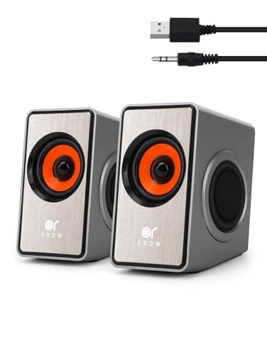 Image of OROW PC Speakers, Mini Computer Speaker for PC with Bass Diaphragm,12W Desktop Speakers, USB Powered,3.5mm Aux Output Laptop Speakers(Silver)