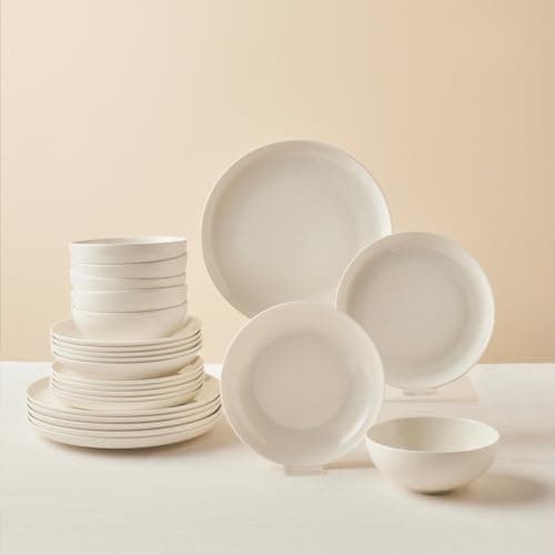 Image of Karaca Streamline Remi 24-Piece Bone China Dinner Set for 6 – Elegant White Tableware