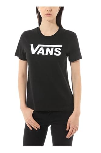 Image of Vans Women's Flying V Crew Tee Regular Fit Round Collar Short Sleeve T - Shirt, Black (Black Blk), 12 (Manufacturer Size: L)