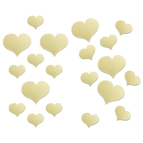 Image of ZZBIQS Gold Heart Shaped Mirror Wall Stickers, Removable 3D Acrylic Self-Adhesive Love Heart Art Decals for Living Room Bedroom Home Decor
