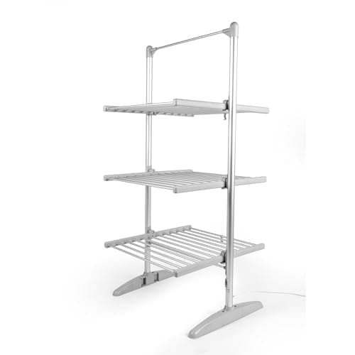 Image of Beldray EH3752 3 Tier Electric Heated Airer – 20m Drying Space Over 36 Heating Bars, Fast Heat Up, Sturdy Aluminum Frame, Freestanding, 30kg Capacity, Collapsible, Portable Clothes Heating Rack, 300W