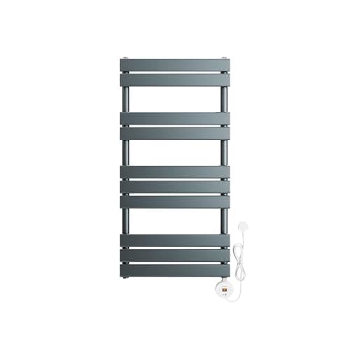 Image of ELEGANT 600W Smart WiFi Thermostatic Bathroom Heated Towel Rail, Vertical Wall-Mounted Electric Radiator with Timer & LCD Display, Energy Efficient, Anthracite 1000 x 500mm