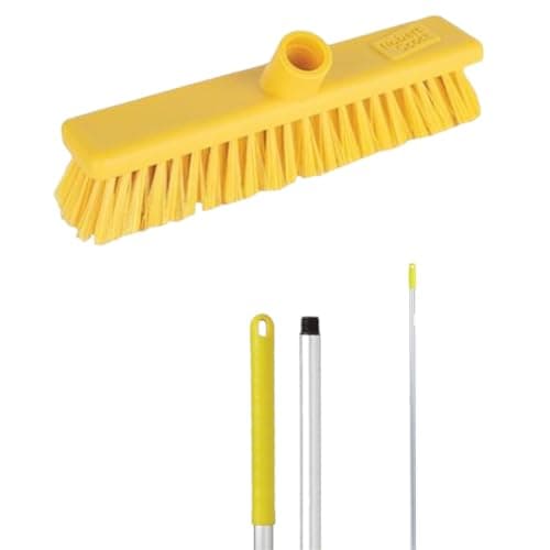 Image of Robert Scott Soft Washable Broom Head 30cm and 125cm Hygiene Handle for Indoor and Outdoor Sweeping (Yellow)