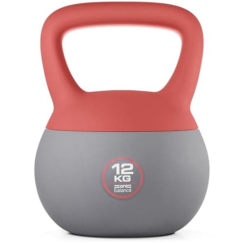 Image of Core Balance Soft Kettlebell 12kg, Soft-Touch PVC with Iron Sand Filling, Reduces Impact & Noise, Wide Ergonomic Handle, Anti-Slip Base, For Home Gym Fitness, Cardio & Strength Training
