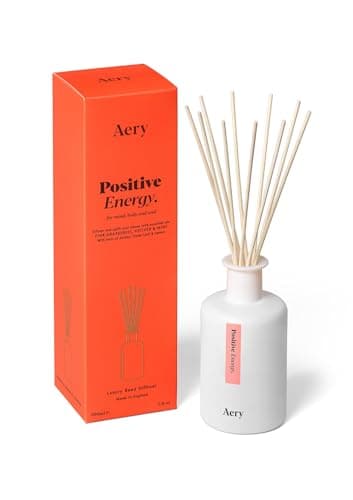Image of Aery Aromatherapy Positive Energy Reed Diffuser with Natural Reeds & Essential Oils - Lasts Up to 4 Months - Vegan & Cruelty-free