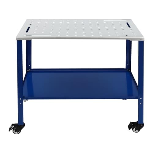 Image of Steel Welding Table Powder-Coated 600lb Capacity Heavy Duty Workbench with Double‑Layer Storage & 4 Wheels (2 Brakes) Portable Work Bench for Workshop Welding & Cutting (36 x 18 in)
