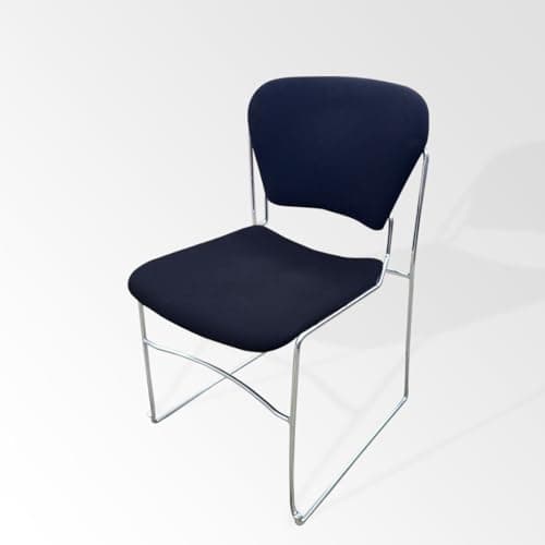 Image of Office Conference Waiting Reception Visitor Stackable Stacking Chair BLACK Chrome Legs