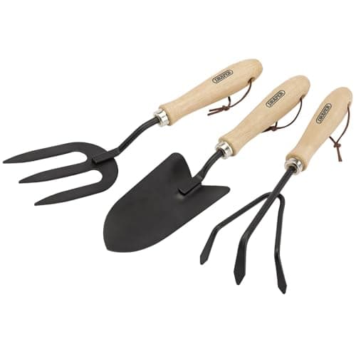 Image of Draper 83993 Carbon Steel Hand Fork, Cultivator and Trowel with Hardwood Handles