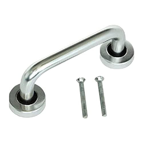 Image of Merriway BH06450 Round Pull Handle & Roses Polished Aluminium 230mm, Silver Tone