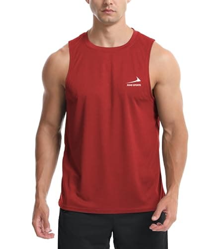 Image of Men's Sleeveless Tank Top Running Gym Quick-Drying Vest Sports T-Shirt Red M