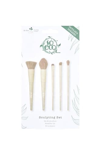 Image of So Eco Sculpting Makeup Brush Set - 5-Piece Vegan & Cruelty-Free Facial & Eye Brush Kit for Buffing, Blending & Shading, Soft Synthetic Bristles, Birchwood Handles, Plastic-Free Packaging