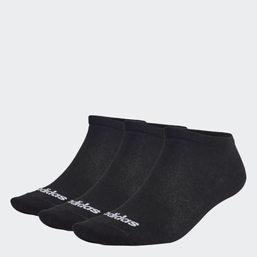 Image of adidas Unisex Thin Linear Low-Cut Socks 3 Pairs, Black/White, 8.5-10