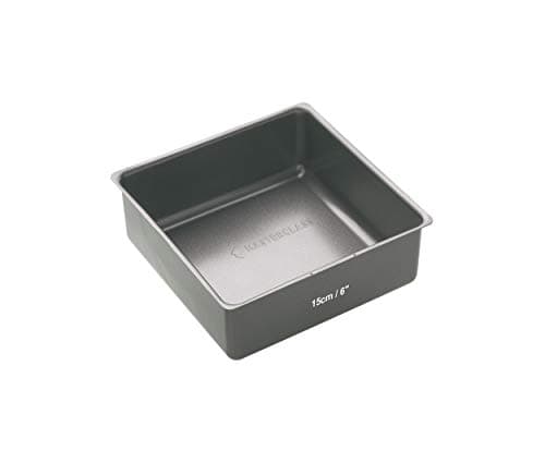 Image of MasterClass KCMCHB62 15 cm Deep Cake Tin with PFOA Non Stick and Loose Bottom, 1 mm Carbon Steel, 6 Inch Small Square Pan, Grey